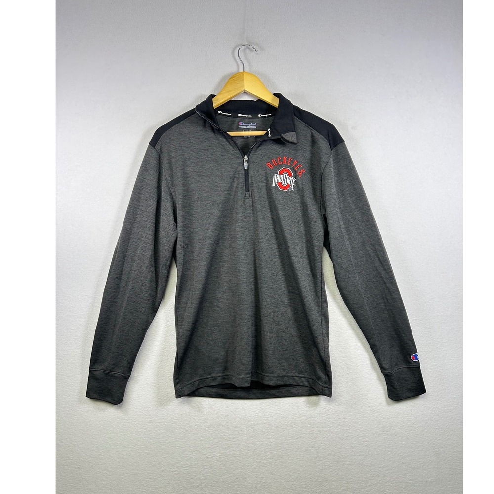 Champion Ohio State Buckeyes Pullover Mens Small Gray‎ 1/4 Zip NCAA Athletic S